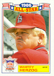 1987 Topps Glossy All-Stars Baseball Cards     001      Whitey Herzog MG